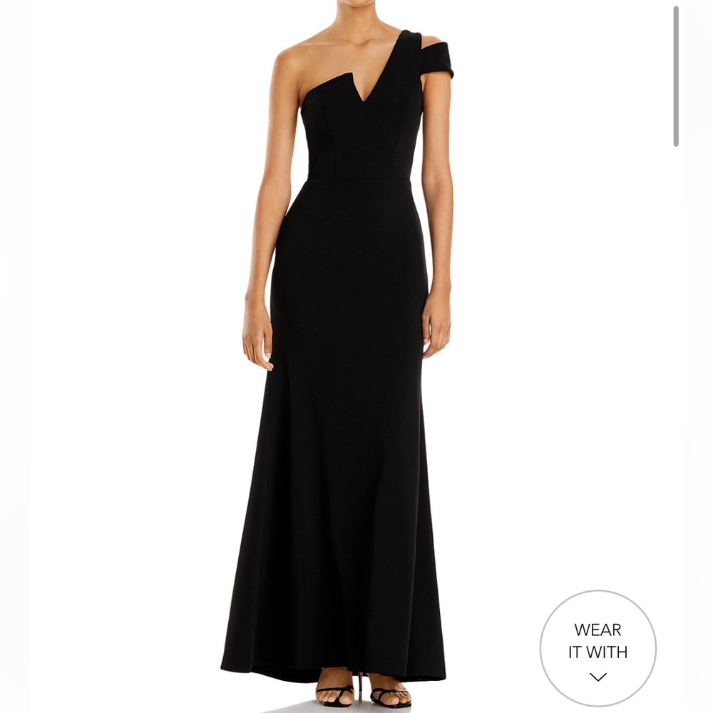 Aqua One Shoulder Ruffled Gown